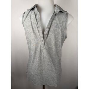 Under Armour Womens Gray Heathered Sleeveless Polo Golf Shirt Top Size M